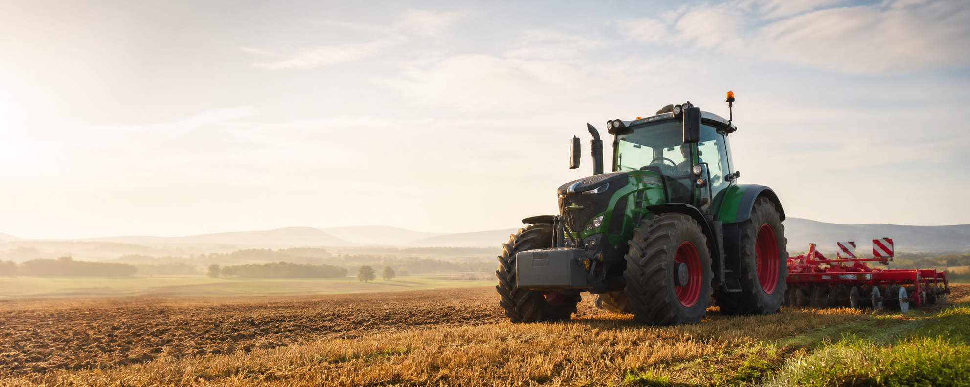 Moderner Traktor im landwirtschaftlichen Feldeinsatz